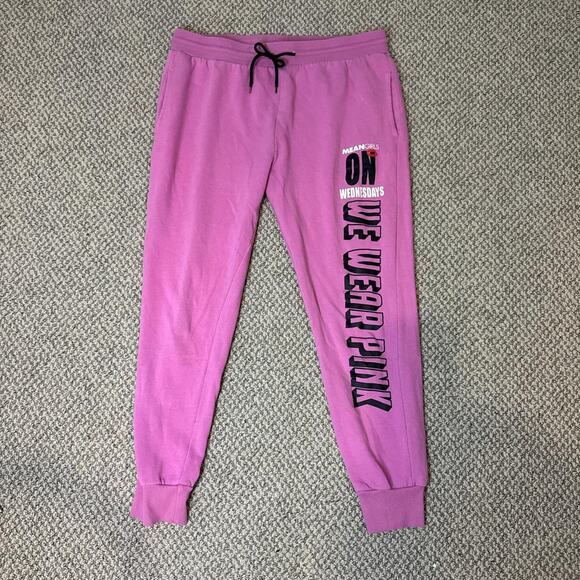 Cute vintage y2k pink mean girls ‘on Wednesdays we wear pink’ sweat pants - Picture 1 of 5